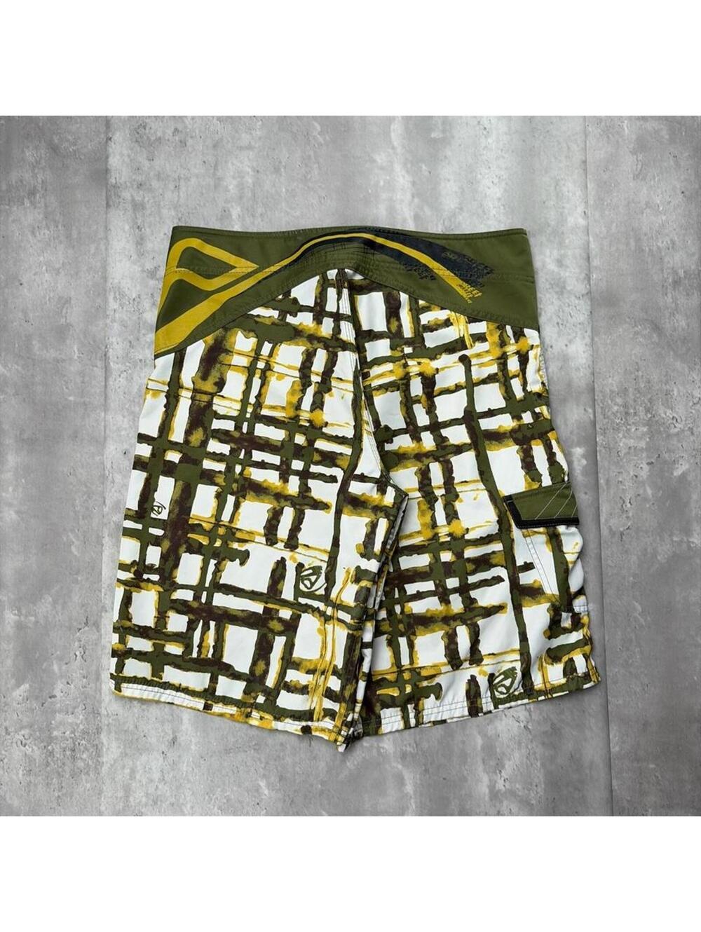 Y2K Green Reef Surf Grunge Baggy Board Shorts